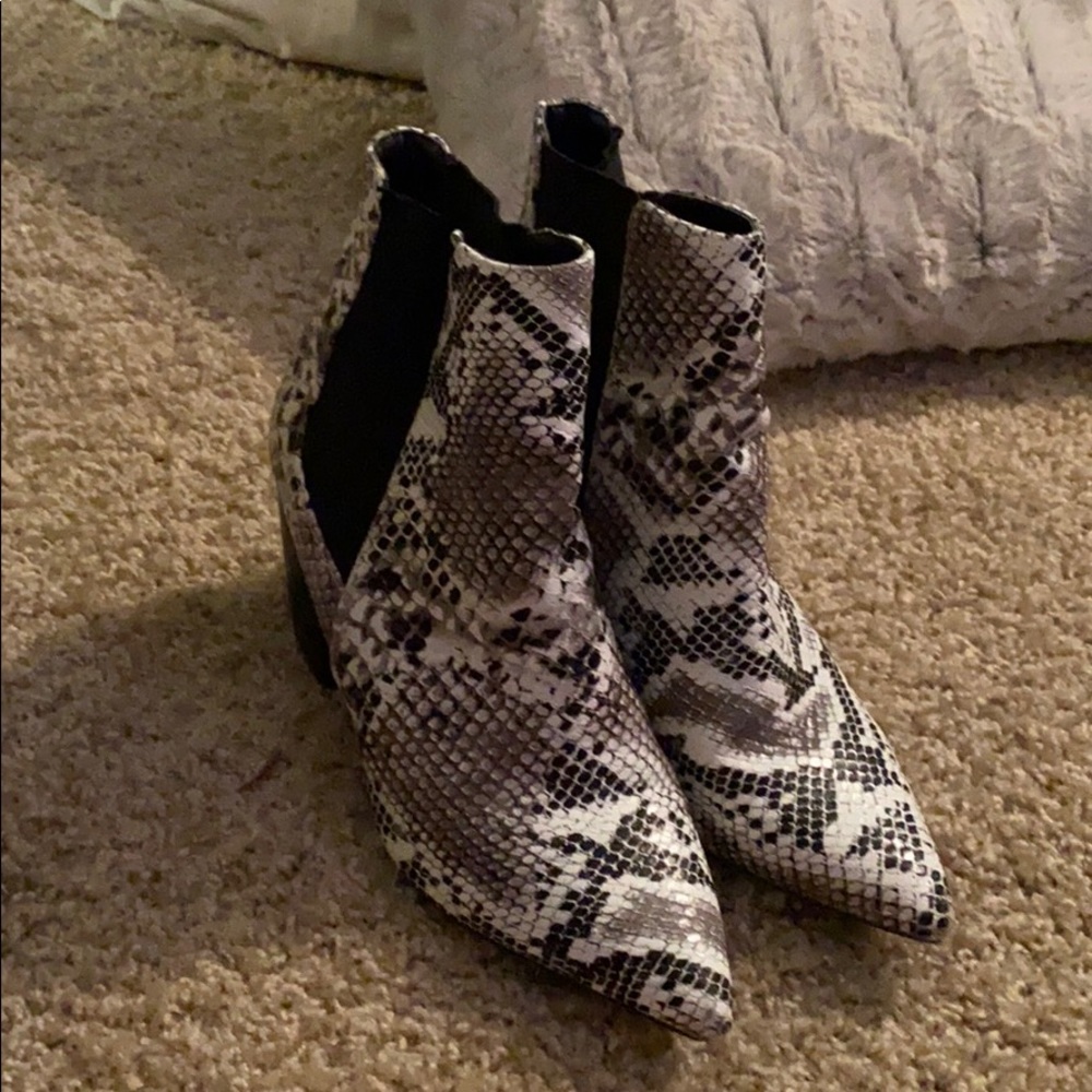 Snakeskin Heeled Booties